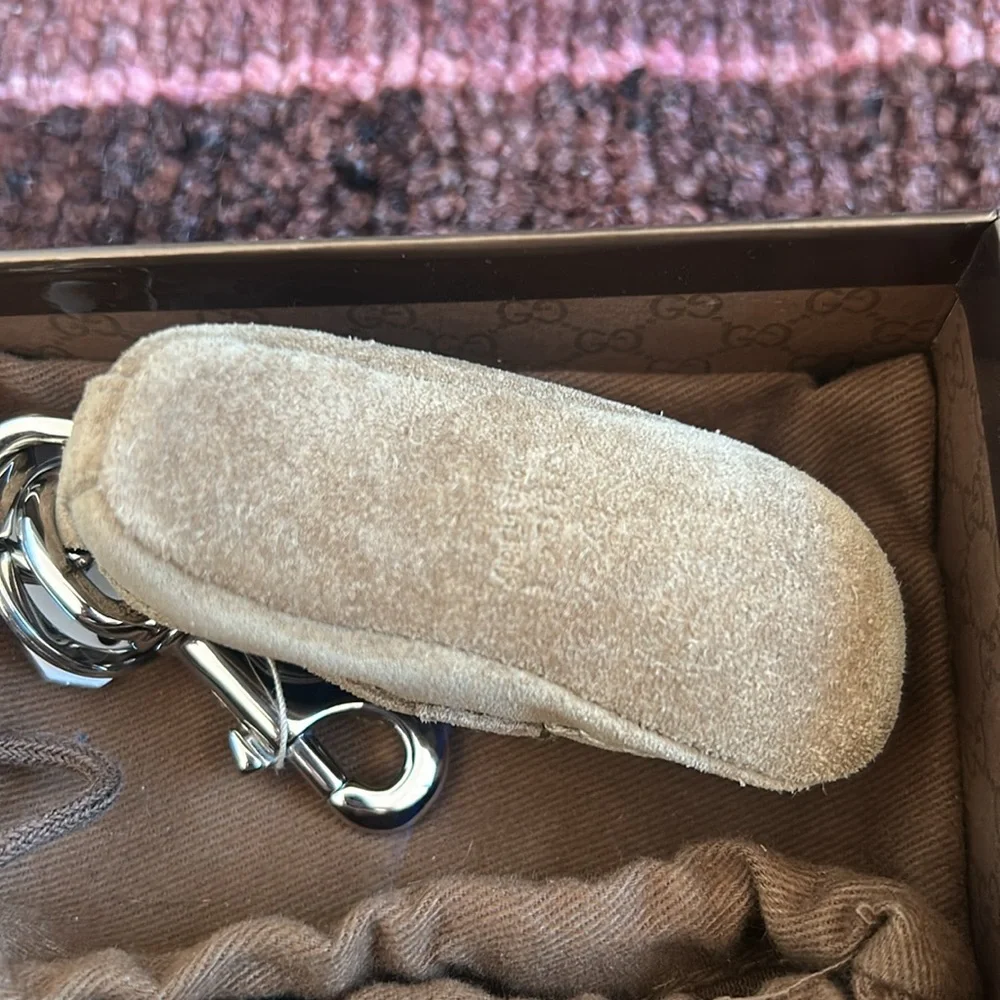 Gucci Horsebjt Camel and Silver Suede Loafer Keychain